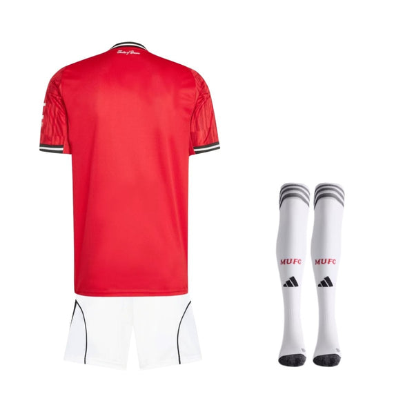 Kit local para niños del Manchester United 25/26